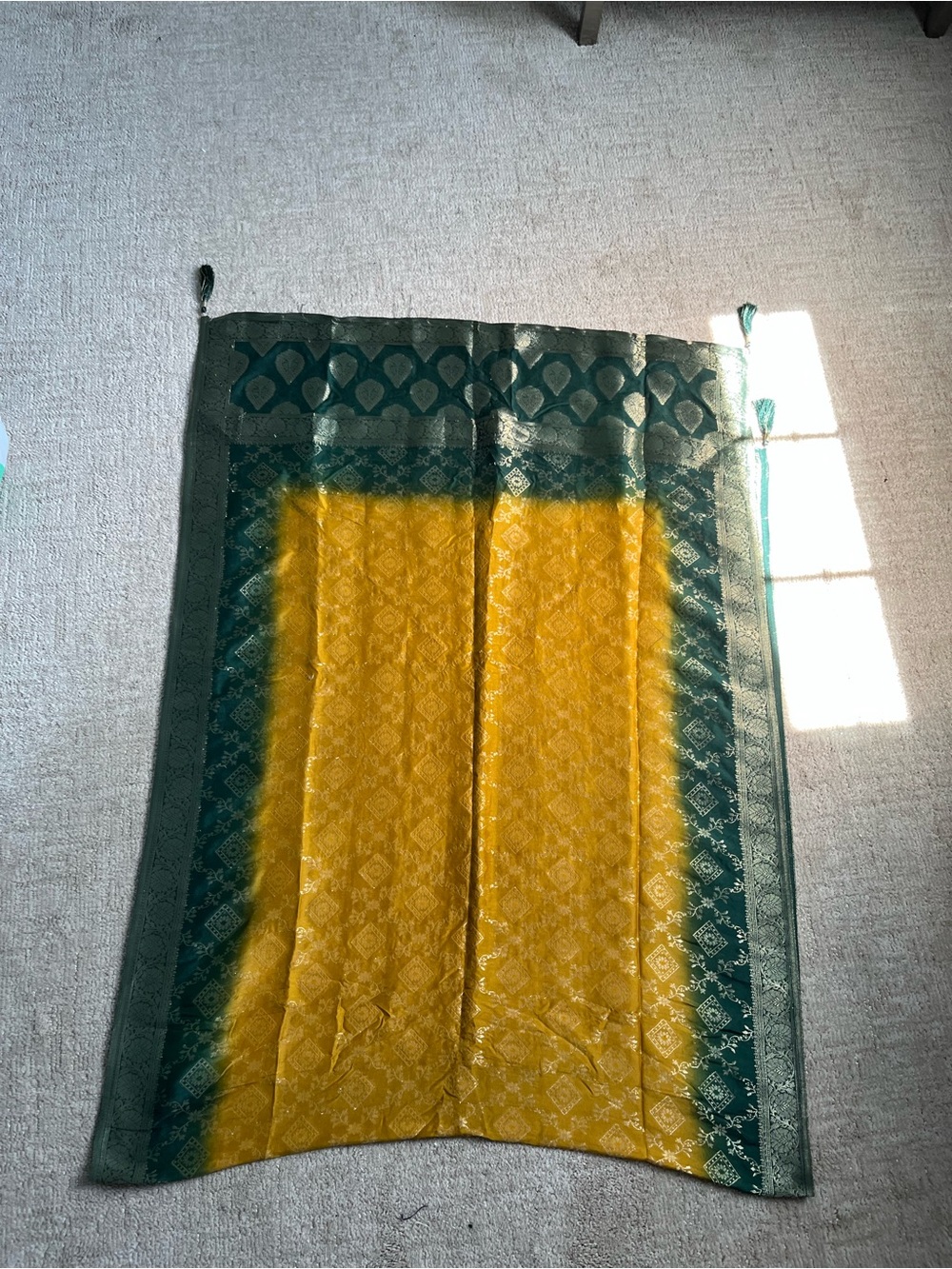 Green and Mustard Silk Women's Dupatta